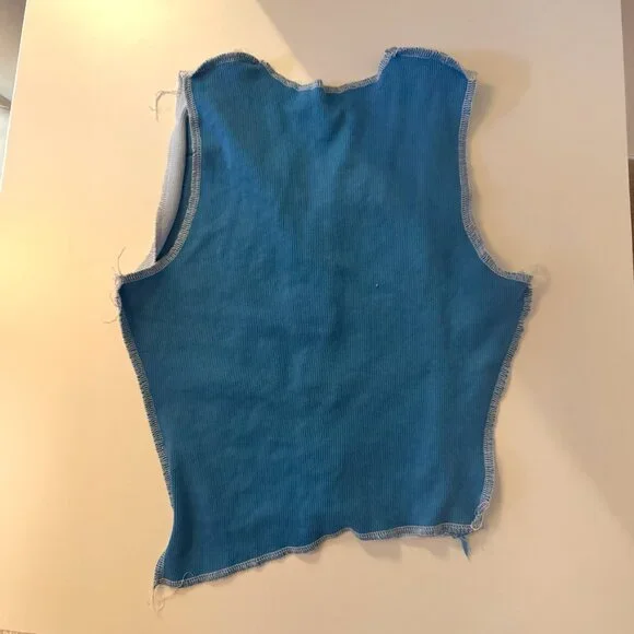 Reworked Patchwork Corset-Style Top – Blue Rib Knit - Picture 2 of 2